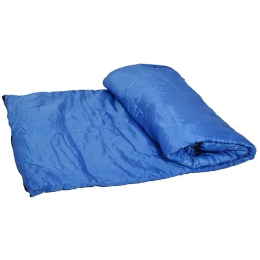 170T Sleeping Bag Royal Blue Rolled